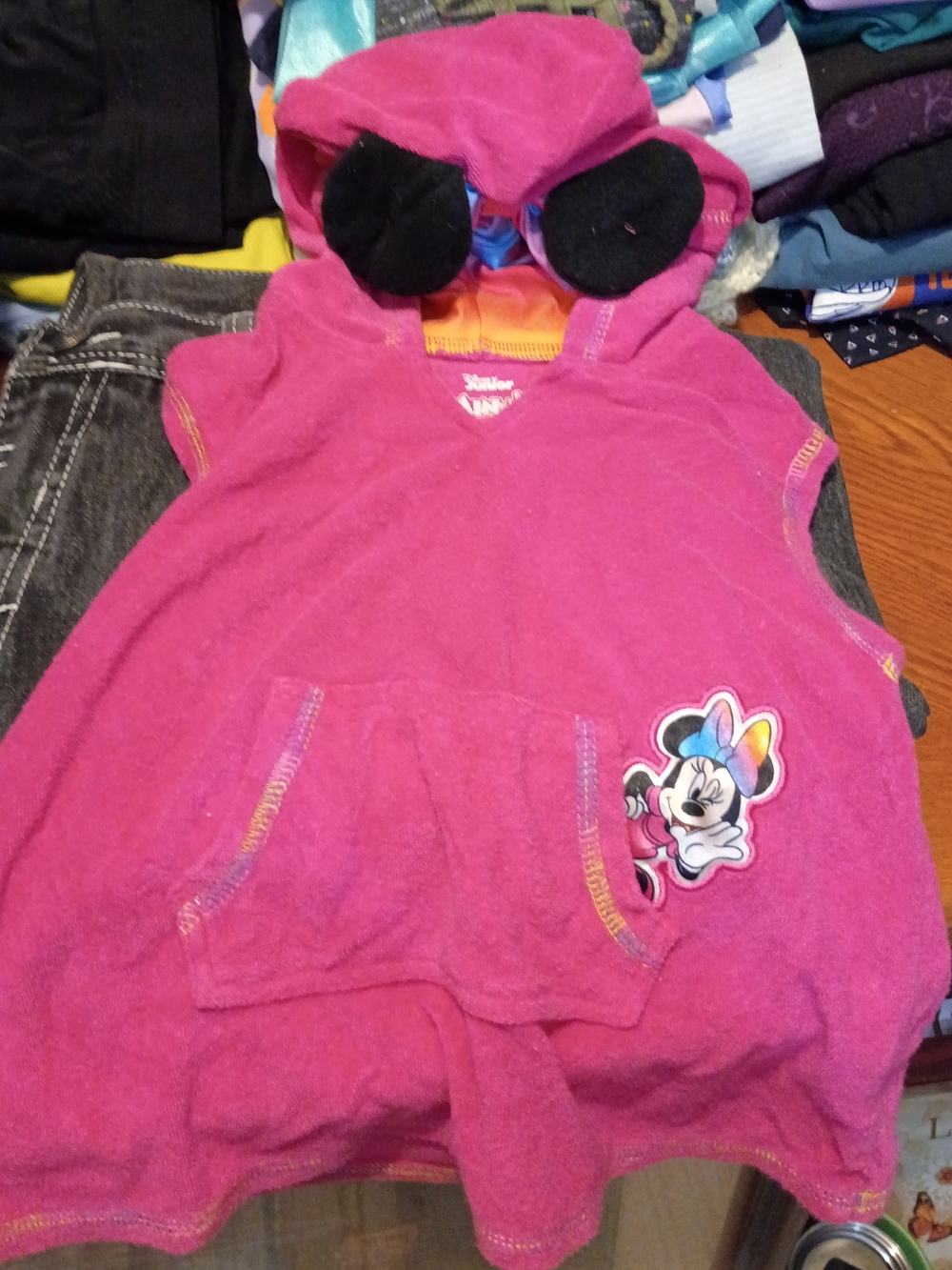Disney Minnie Mouse Pink Hooded Girls Terrycloth Robe